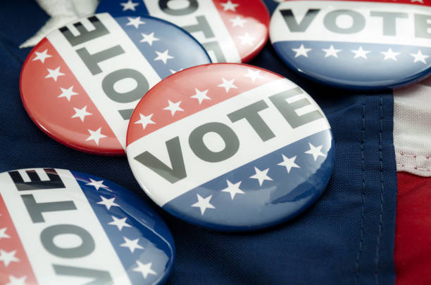 Voting badges for the voters on the US flag