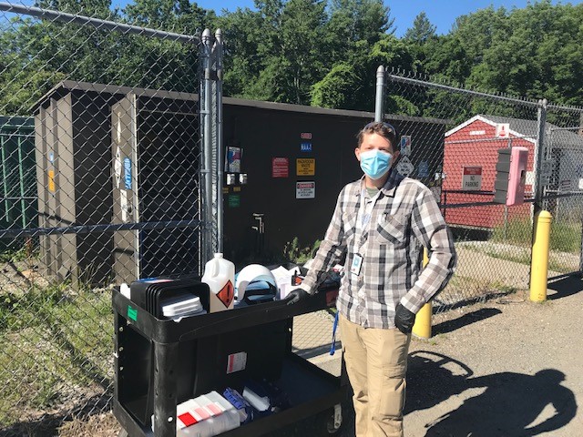 Kyle with all the cleaning equipment