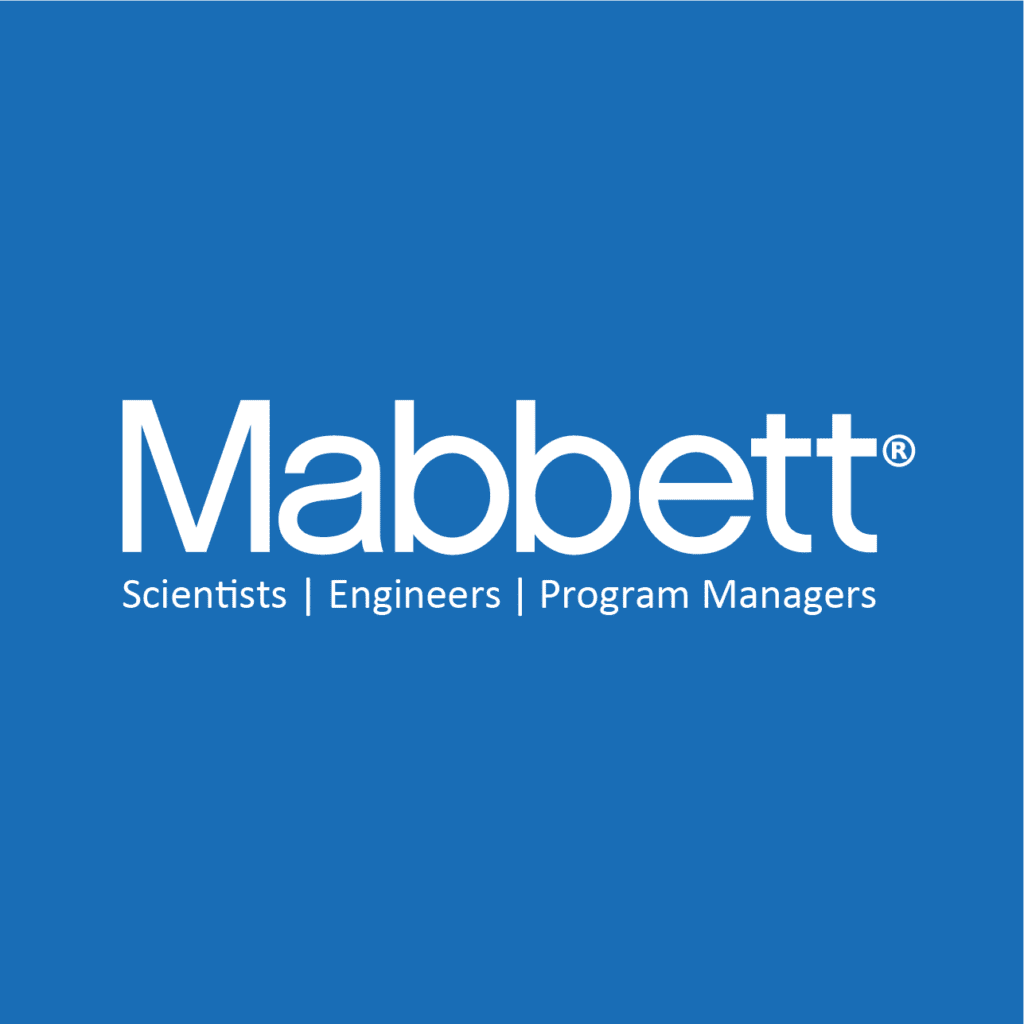 Mabbett logo with tagline on blue background.